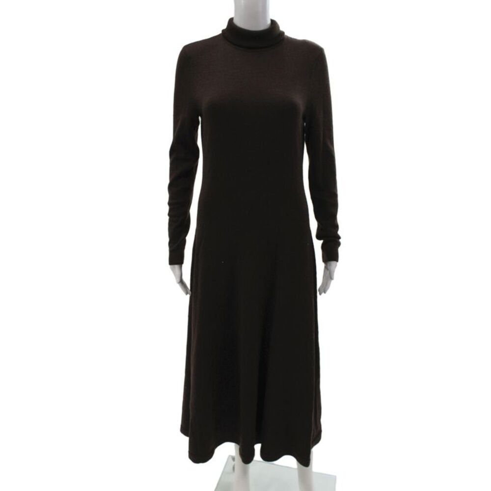 Lauren Ralph Lauren Women Brown Wool Sweater Dress Turtleneck Size M